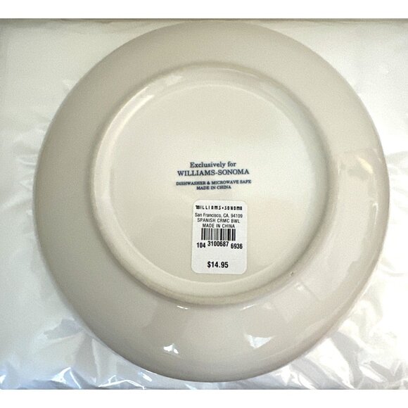 Williams-Sonoma Ceramic Spanish Floral 8" Bowl Discontinued RARE New With Tag - Picture 6 of 7